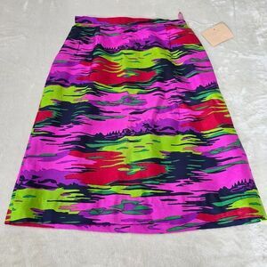 Italia Multicolor Skirt Knee Length Zip Button Lined Made in Germany Tag Size 42